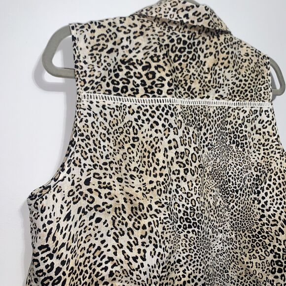 Chico's Blouse Shirt Women's Sz 2 100% Linen Animal Print Sleeveless Tunic - Picture 7 of 9